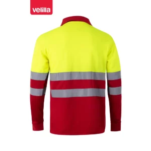Polo bicolor alta visibilidad Velilla 175 Rojo/Amarillo flúor, vista trasera