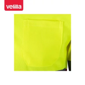 Polo bicolor alta visibilidad Velilla 175 Rojo/Amarillo flúor, detalle de bolsillo del pecho