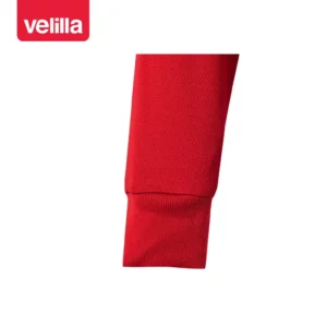 Polo bicolor alta visibilidad Velilla 175 Rojo/Amarillo flúor, detalle de puño