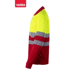 Polo bicolor alta visibilidad Velilla 175 Rojo/Amarillo flúor, vista lateral