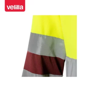 Polo bicolor alta visibilidad Velilla 175 Granate/Amarillo flúor, detalle de cintas reflectantes