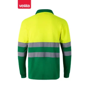 Polo bicolor alta visibilidad Velilla 175 Verde hierba/Amarillo flúor, vista trasera