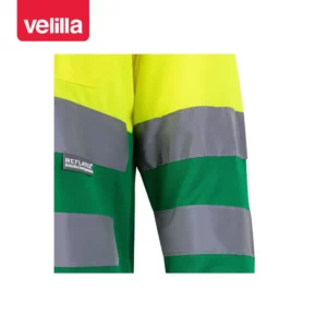 Polo bicolor alta visibilidad Velilla 175 Verde hierba/Amarillo flúor, detalle de cintas reflectantes