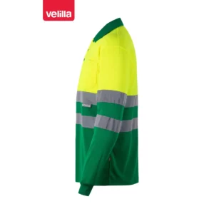Polo bicolor alta visibilidad Velilla 175 Verde hierba/Amarillo flúor, vista lateral
