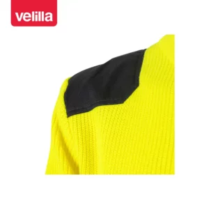 Jersey bicolor alta visibilidad Velilla 179 Azul marino/Amarillo flúor, detalle de refuerzo del hombro