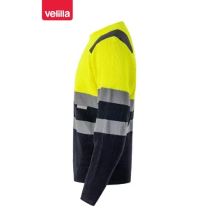 Jersey bicolor alta visibilidad Velilla 179 Azul marino/Amarillo flúor, vista lateral
