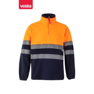 Forro polar bicolor alta visibilidad Velilla 182 Azul marino/Naranja flúor, vista frontal