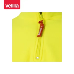 Forro polar bicolor alta visibilidad Velilla 182 Gris/Amarillo flúor, detalle de cuello y cremallera