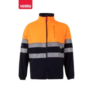 Chaqueta polar bicolor alta visibilidad Velilla 183 Azul marino/Naranja flúor, vista frontal