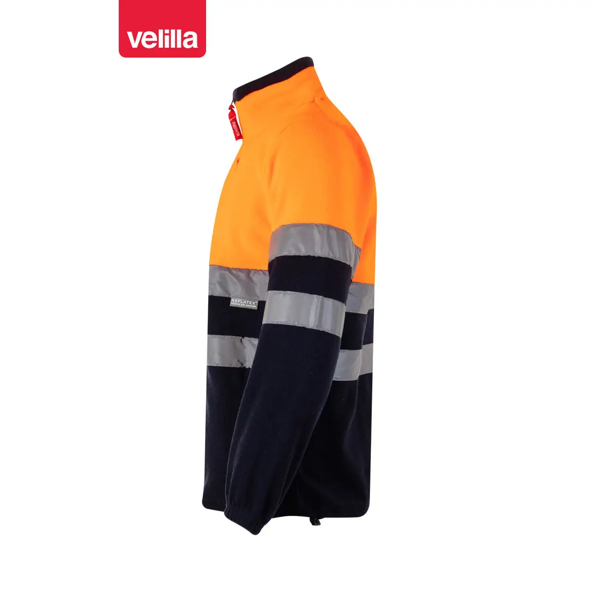 Chaqueta polar bicolor alta visibilidad Velilla 183 84 Chaqueta polar bicolor alta visibilidad Velilla 183 Azul marino/Naranja flúor, vista lateral