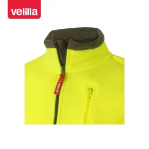 Chaqueta polar bicolor alta visibilidad Velilla 183 Verde caza/Amarillo flúor, detalle de cuello