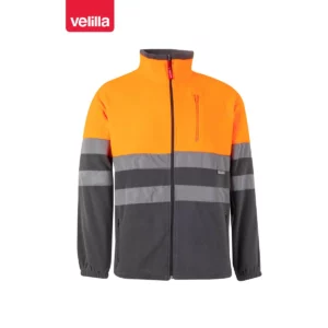 Chaqueta polar bicolor alta visibilidad Velilla 183 Gris/Naranja flúor, vista frontal