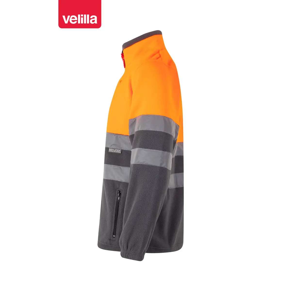 Chaqueta polar bicolor alta visibilidad Velilla 183 81 Chaqueta polar bicolor alta visibilidad Velilla 183 Gris/Naranja flúor, vista lateral