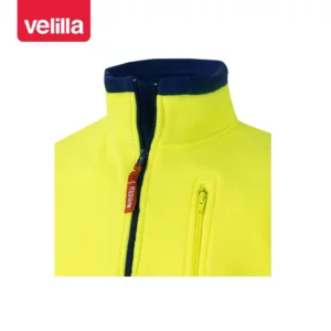 Chaqueta polar bicolor alta visibilidad Velilla 183 Azulina/Amarillo flúor, detalle de cuello