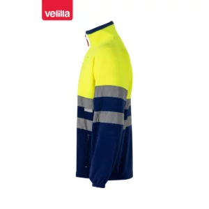 Chaqueta polar bicolor alta visibilidad Velilla 183 Azulina/Amarillo flúor, vista lateral