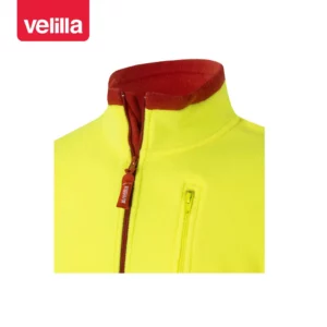 Chaqueta polar bicolor alta visibilidad Velilla 183 Rojo/Amarillo flúor, detalle de cuello