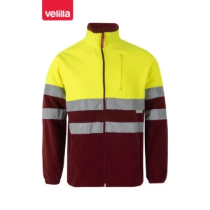 Chaqueta polar bicolor alta visibilidad Velilla 183 Granate/Amarillo flúor, vista frontal