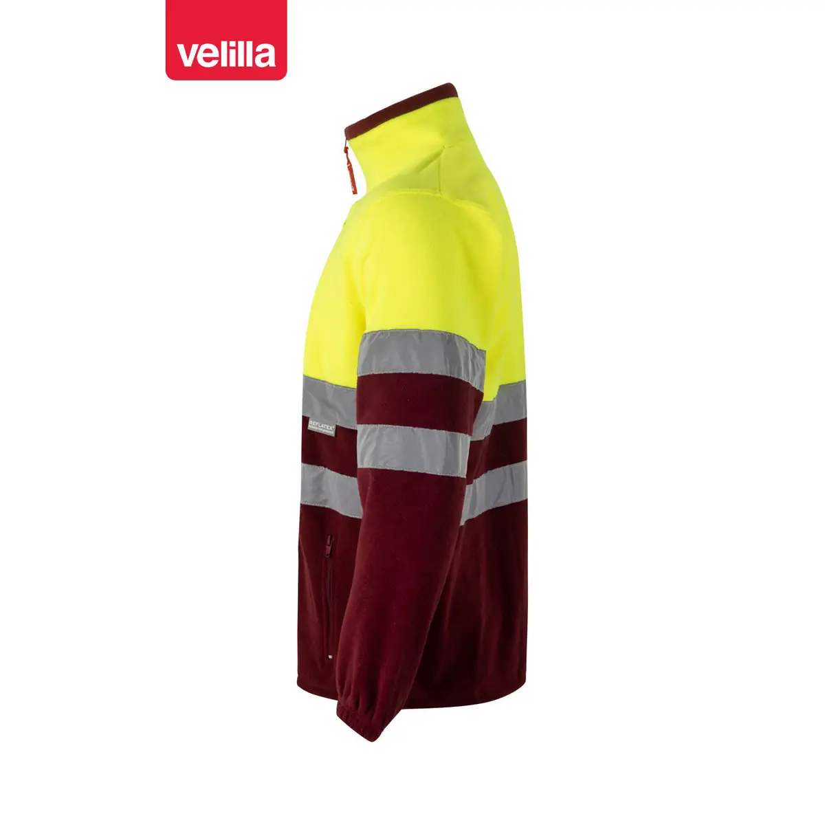 Chaqueta polar bicolor alta visibilidad Velilla 183 78 Chaqueta polar bicolor alta visibilidad Velilla 183 Granate/Amarillo flúor, vista lateral