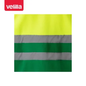 Chaqueta polar bicolor alta visibilidad Velilla 183 Verde hierba/Amarillo flúor, detalle de cintas reflectantes