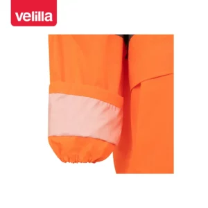 Traje de lluvia reflectante Velilla 189 Naranja flúor, detalle de puño interior
