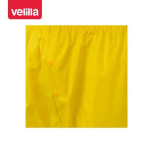 Traje de lluvia con capucha oculta Velilla 195 Amarillo, detalle de cierre del pantalón