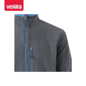 Chaqueta polar bicolor Velilla 201504 Gris/Celeste, detalle de cuello, cremallera y bolsillo del pecho