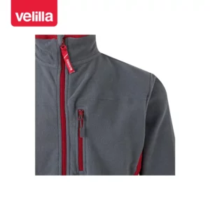Chaqueta polar bicolor Velilla 201504 Gris/Rojo, detalle de cuello, cremallera y bolsillo del pecho