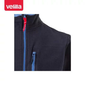 Chaqueta polar bicolor Velilla 201504 Azul navy/Celeste, detalle de cuello, cremallera y bolsillo del pecho