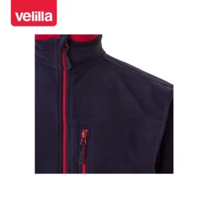 Chaqueta polar bicolor Velilla 201504 Azul navy/Rojo, detalle de cuello, cremallera y bolsillo del pecho