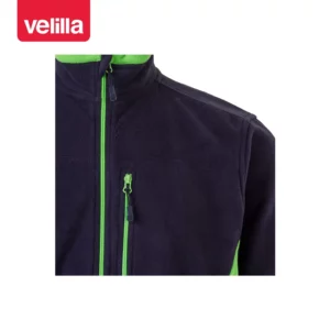 Chaqueta polar bicolor Velilla 201504 Azul navy/Verde lima, detalle de cuello, cremallera y bolsillo del pecho