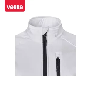 Cazadora softshell mujer Velilla 206005W Blanco, detalle de cuello y cremalleras