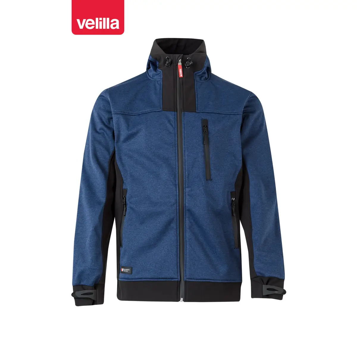 Cazadora softshell con capucha Velilla 206007 4 Cazadora softshell con capucha Velilla 206007 Azul jaspeado/Negro, vista frontal