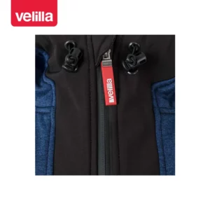 Cazadora softshell con capucha Velilla 206007 Azul jaspeado/Negro, detalle de ajuste de la capucha