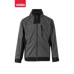 Cazadora softshell con capucha Velilla 206007 Gris oscuro jaspeado/Negro, vista frontal