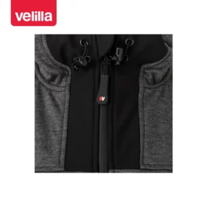Cazadora softshell con capucha Velilla 206007 Gris oscuro jaspeado/Negro, detalle de ajuste de la capucha