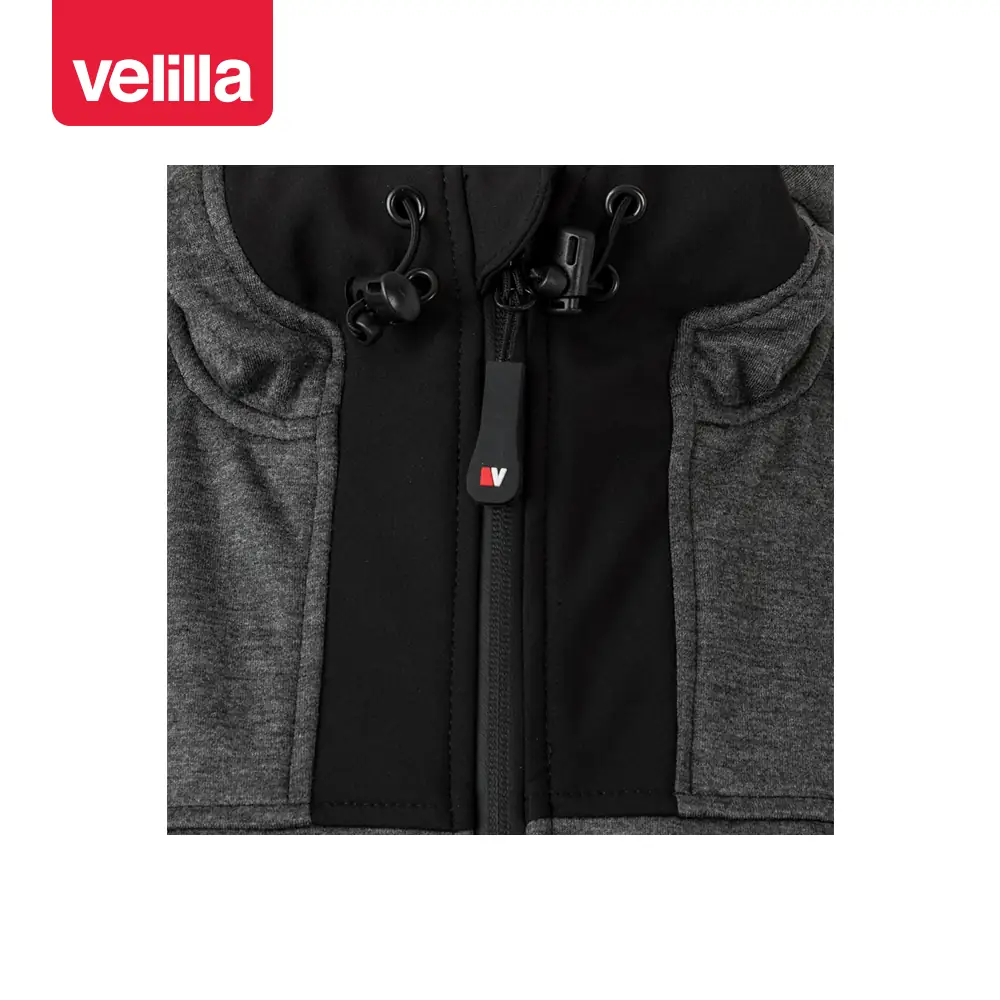 Cazadora softshell con capucha Velilla 206007 11 Cazadora softshell con capucha Velilla 206007 Gris oscuro jaspeado/Negro, detalle de ajuste de la capucha