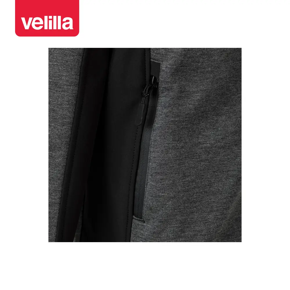 Cazadora softshell con capucha Velilla 206007 12 Cazadora softshell con capucha Velilla 206007 Gris oscuro jaspeado/Negro, detalle de bolsillo inferior