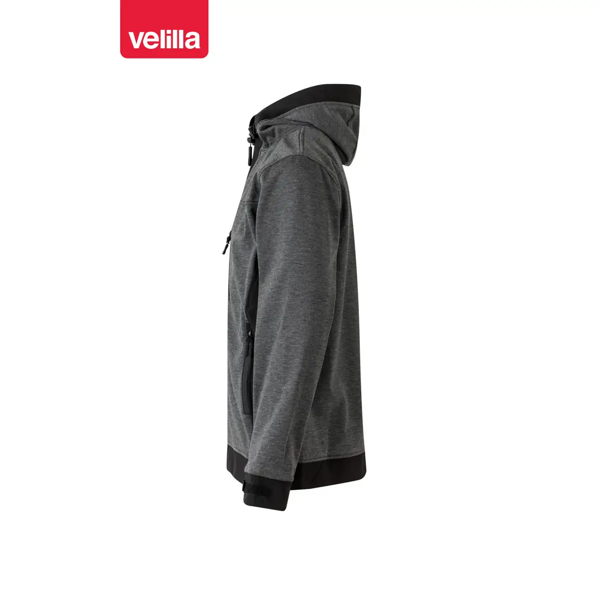 Cazadora softshell con capucha Velilla 206007 2 Cazadora softshell con capucha Velilla 206007 Gris oscuro jaspeado/Negro, vista lateral