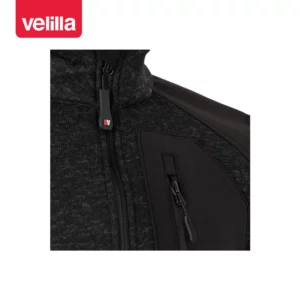 Chaqueta de punto afelpado Velilla 206008 Negro/Negro, detalle de cuello cremallera