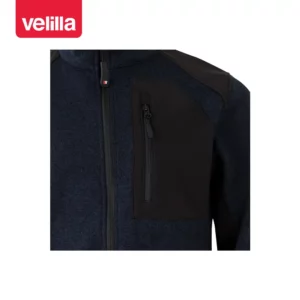 Chaqueta de punto afelpado Velilla 206008 Azul navy/Negro, detalle de bolsillo pecho