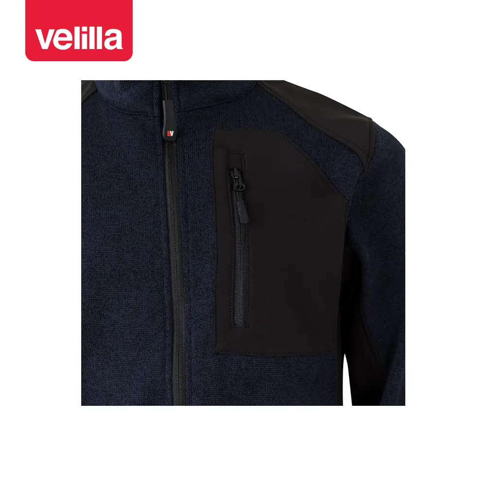 Chaqueta de punto afelpado Velilla 206008 15 Chaqueta de punto afelpado Velilla 206008 Azul navy/Negro, detalle de bolsillo pecho