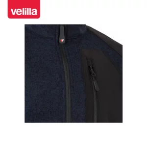 Chaqueta de punto afelpado Velilla 206008 Azul navy/Negro, detalle de cuello cremallera