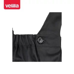 Pantalón con peto Velilla 290 Negro, detalle de cintura elástica y cierre lateral