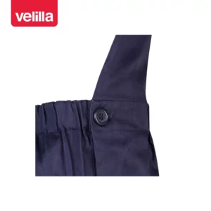 Pantalón con peto Velilla 290 Azul marino, detalle de cintura elástica y cierre lateral