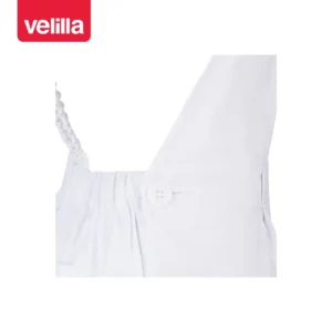 Pantalón con peto Velilla 290 Blanco, detalle de cintura elástica y cierre lateral