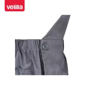 Pantalón con peto Velilla 290 Gris, detalle de cintura elástica y cierre lateral