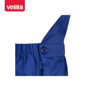 Pantalón con peto Velilla 290 Azulina, detalle de cintura elástica y cierre lateral