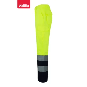 Pantalón bicolor multibolsillos Velilla 303001 Azul marino/Amarillo flúor, vista lateral