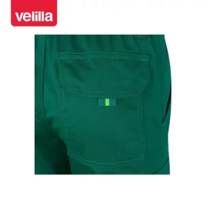 Pantalón stretch bicolor Velilla 303002S Verde/Amarillo flúor, detalle de bolsillo trasero amplio