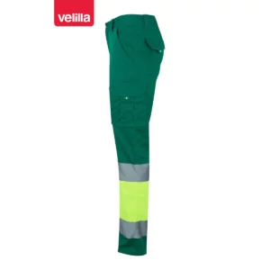 Pantalón stretch bicolor Velilla 303002S Verde/Amarillo flúor, vista lateral